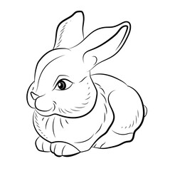 Easter. Cute little easter bunny made in cartoon style. Easter eggs. The design is best suited for children's products: coloring books, games.