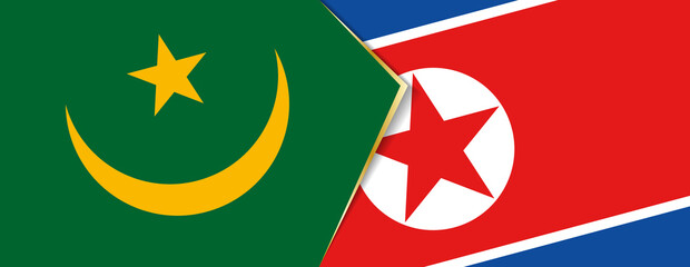 Mauritania and North Korea flags, two vector flags.