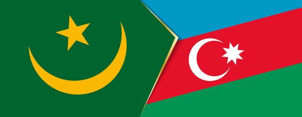 Mauritania and Azerbaijan flags, two vector flags.