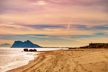British Gibraltar rock on spanish coast.