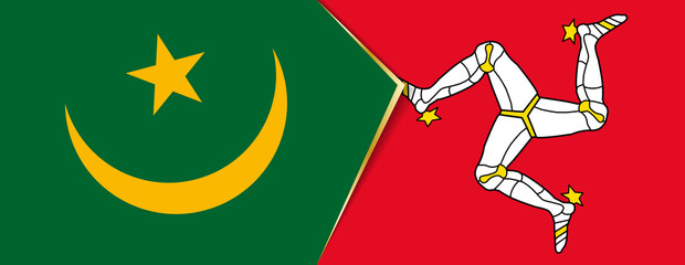 Mauritania and Isle of Man flags, two vector flags.