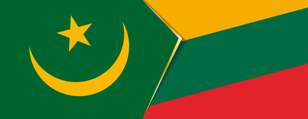 Mauritania and Lithuania flags, two vector flags.