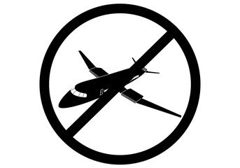 Señal de prohibido volar en blanco y negro