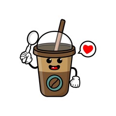 cute coffee cup cartoon mascot character vector design