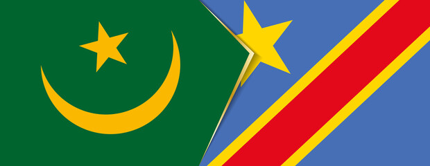 Mauritania and DR Congo flags, two vector flags.