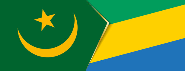 Mauritania and Gabon flags, two vector flags.