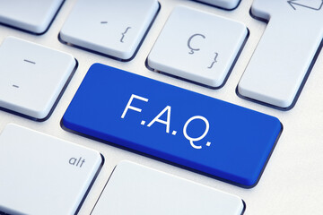 Fototapeta premium FAQ Word on blue computer Keyboard Key