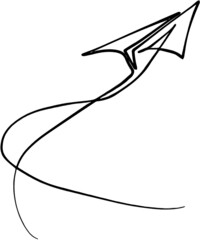 silhouette of an airplane in one line, logo, picture