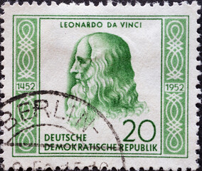 GERMANY, DDR - CIRCA 1952 : a postage stamp from Germany, GDR showing a portrait of the universal...