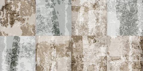 Patterned background in old wall look in beige and green colors