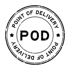 Grunge black POD Point of Delivery word round rubber seal stamp on white background