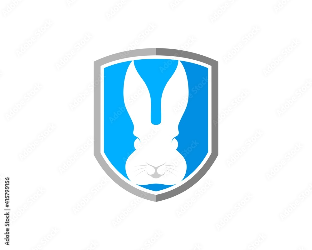 Poster simple shield with rabbit head inside