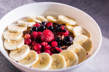 Healthy Breakfast with Oat and Fruits