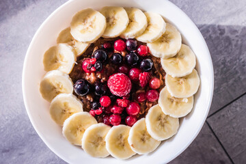 Healthy Breakfast with Oat and Fruits