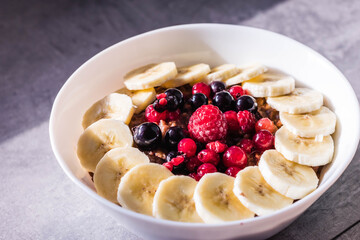 Healthy Breakfast with Oat and Fruits