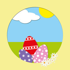 decorated easter eggs paper cut out