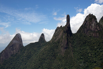 Fototapeta na wymiar Photo of Dedo de Deus in Teresópolis, Rio de Janeiro, Brazil. View from the lookout postcard.