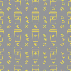 Vector coffee seamless pattern Take away paper cup