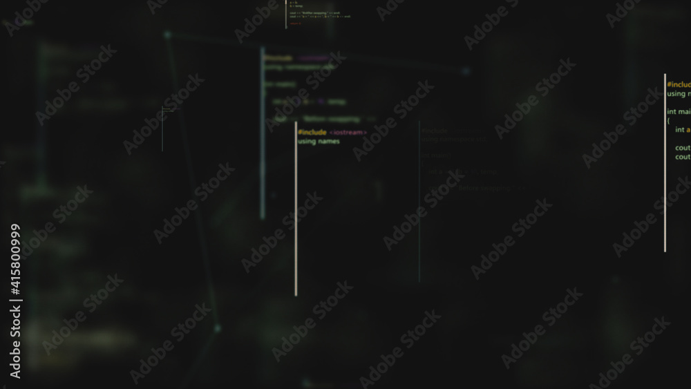 Poster 3d rendered illustration of digital hacker program coding cyber screen. high quality 3d illustration