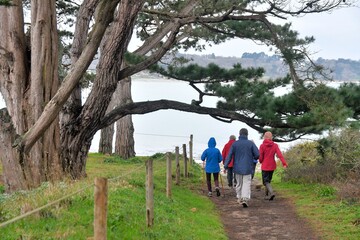 Group of retired hikers in Brittany. France