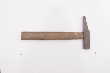Metal Hammer with Wooden Handle isolated on white background. building tools.