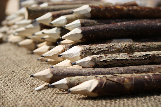 Hand carved wooden pencils