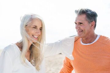 Happy senior couple spending time at the beach. Concepts about love,seniority and people