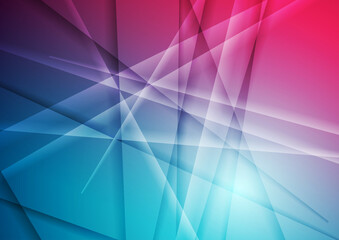 Bright blue pink glossy stripes abstract background. Vector artistic geometric design
