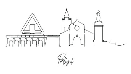Portugal Capital City skyline - continuous one line drawing