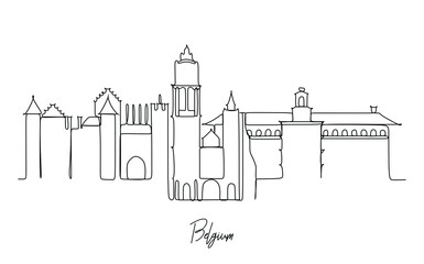 Obraz premium Antwerp city of Belgium landmark skyline - Continuous one line drawing