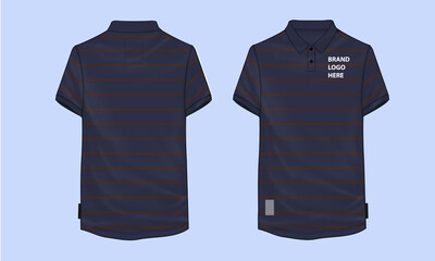 Stripe Navy polo shirt Premium vector Illustration template with sky blue background.