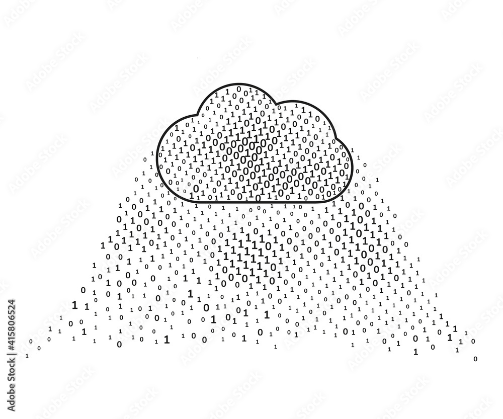 Fototapete storage of a large amount of data with transfer to the cloud. Online server concept with high speed data and binary code