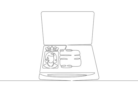 continuous line drawing of makeup kit clip art preview
