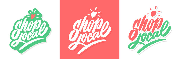 Shop local. Vector lettering banners set.