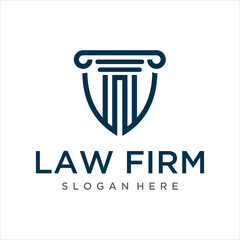 law firm with shield logo design template, vector illustration