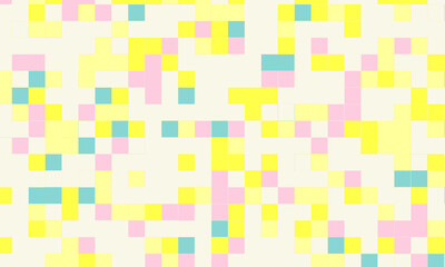 Abstract square pixel mosaic colorful background geometric seamless pattern in pastel colors. 8 bit