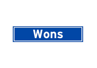 Wons isolated Dutch place name sign. City sign from the Netherlands.