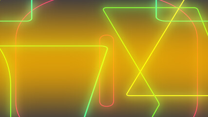 Abstract dark yellow pink and green neon light gradient background.3d render illustration.