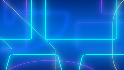 Abstract dark blue green and purple neon light gradient background.3d render illustration.