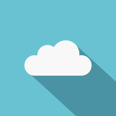 Color image of a cloud on a blue background, flat vector illustration