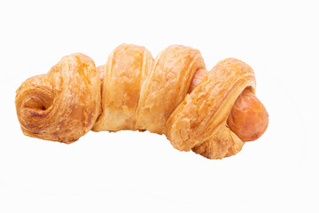croissant isolated on white background,freshly baked bread isolated on white background, top view,with clipping path