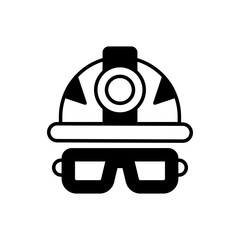 Helmet And Glasses vector icon style illustration. EPS 10 file