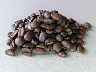 Roasted coffee beans close up