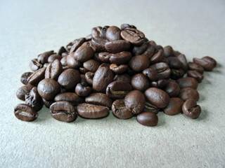 Roasted coffee beans close up