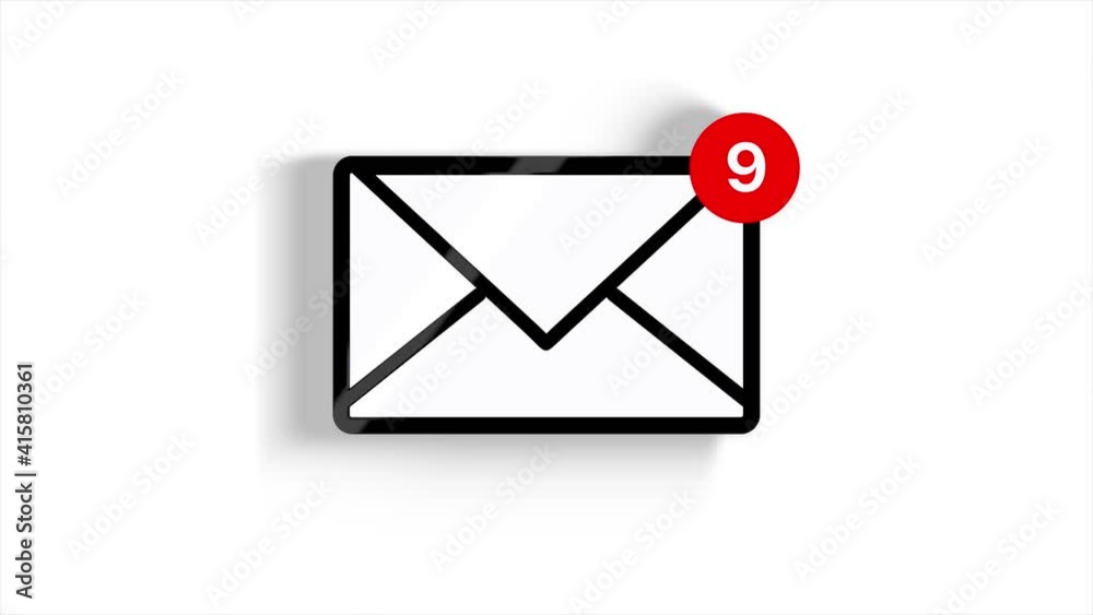 Fototapete Email Icon With Red Counter On White Background. E-Mail Notification With Counter. Inbox E-Mail.