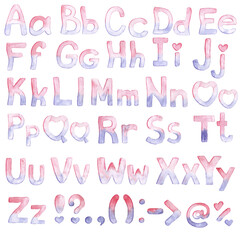 Watercolor letters. English alphabet.