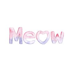 Watercolor letters. English alphabet. Meaw