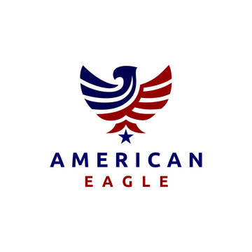 American Eagle Flag Logo Design Vector Icon Template Inspiration