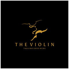 Silhouette of Golden Violin Cello Fiddle Contrabass