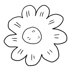 Cute colorful fantasy doodle cartoon flower isolated on white background.
